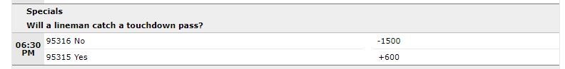 Lineman REC TD odds