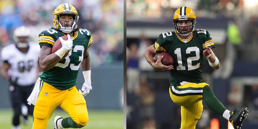 Aaron Jones and Aaron Rodgers