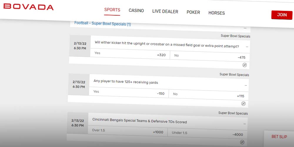 Super Bowl 56 Specials At Bovada